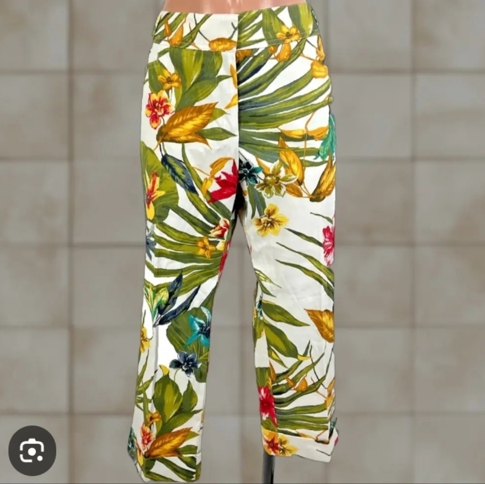 -- Cache Multicolor Leaf Print Pants - image 2